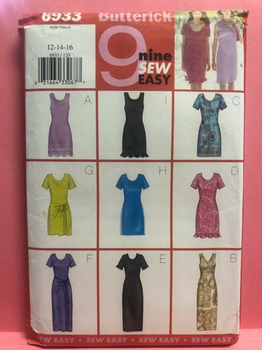 Butterick Pattern 6933 MISSES & PETITE DRESS 9 DRESS STYLES!! Sz 12-16  - Picture 1 of 2