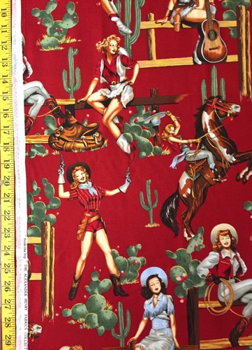 From the Hip Black Natural Red Pink Alexander Henry Fabric Pinup cowgirl Desert - Picture 12 of 12