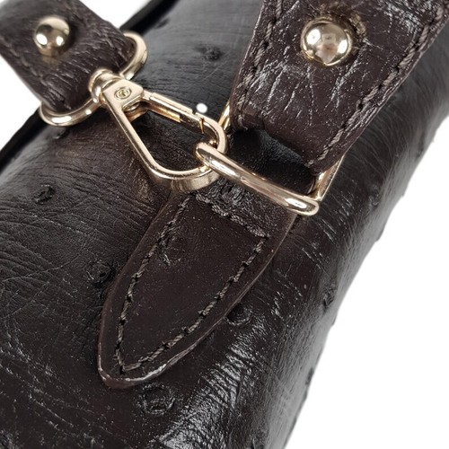 Mujer Marrón Oscuro Bolso de Mano Lujo GENUINO Cuero de Avestruz Bolso de Hombro Bolso de Mano - Imagen 3 de 22