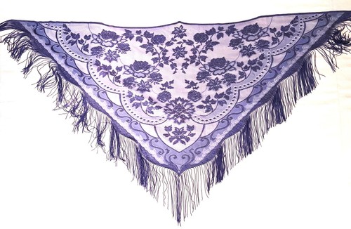 Lavender Victorian Style Lace Shawl Wrap Fringe 82in x 44in Wedding Prom - Picture 1 of 4