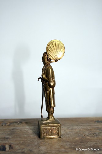Buddhist Brass Monk holding Lotus Flower Standard Temple Shrine Figure script - Picture 3 of 12
