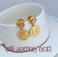 Tory, Gold tone Mother Of Pearl Coin drop Earrings