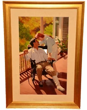 MITCHELL HOOKS Original Vintage Signed Double Portrait Illustration Oil Painting