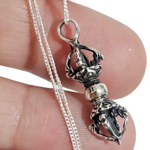 Dorje Vajra Pendant 925 Sterling Silver 18" Necklace Protection Amulet & Boxed - Picture 5 of 20