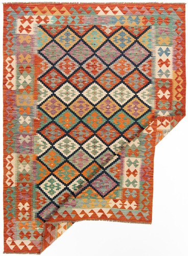 Kelim Afghan 229x166 cm Handgewebter Orientteppich kilim Wolle Carpet Rug Rot - Picture 2 of 12
