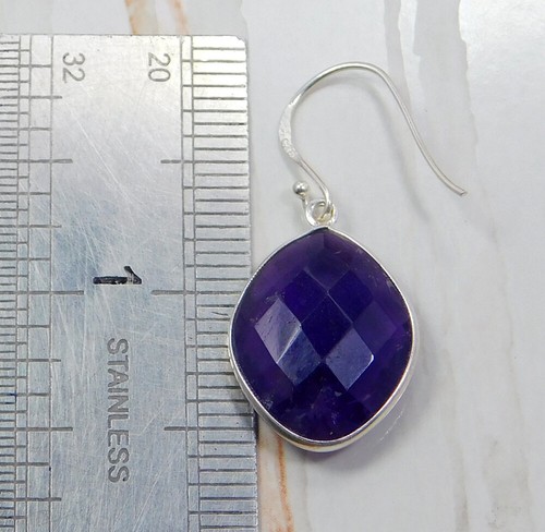Orecchini in argento ametista, pendenti a goccia viola sfaccettati gioielli i... - Foto 25 di 37