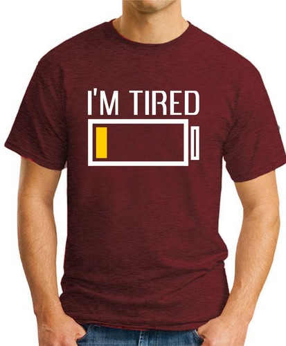 I'M TIRED T-SHIRT > Lustiger Slogan Neuheit Geek batteriearm Nerd Herren Top  - Bild 8 von 22