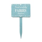 Small Wooden Blue Fairies Sleep Here Floral Heart Garden Stake Plaque Sign Gift
