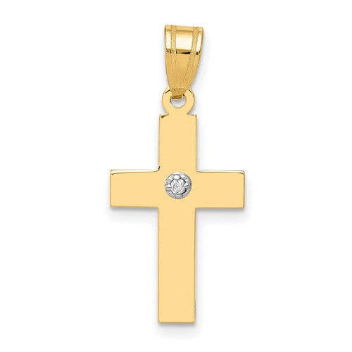 14K Yellow Gold .01Ct. Diamond Cross Pendant