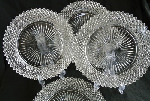 4-Hocking Depression Glass Miss America English Hobnail Crystal 8 1/2" Plates - Picture 2 of 7
