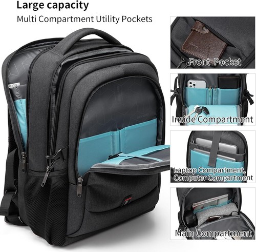 17"USB Laptop Backpack for Men/Women-Water-Resistant Travel,College,Work Bag - Picture 180 of 244