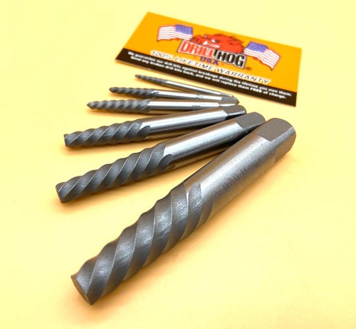 Drill Hog® USA Spiral Easy Outs Set Round Screw Extractor Lifetime Warranty 6 Pc - Picture 2 of 4