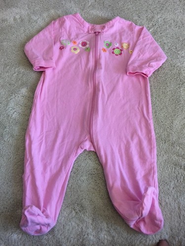 Gerber Girls Pink Yellow Green Flowers Long Sleeve Pajamas 3-6 Months - Picture 1 of 6