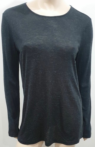 T ALEXANDER WANG Charcoal Grey Jeseywear Keyhole Rear Long Sleeve T-Shirt Top - Picture 2 of 7