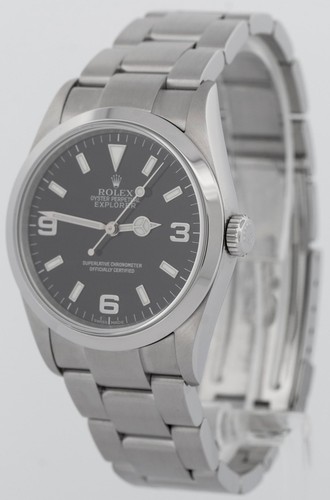Rolex Explorer I Black 36mm 3-6-9 REHAUT Stainless Steel Automatic Watch 114270 - Picture 3 of 10