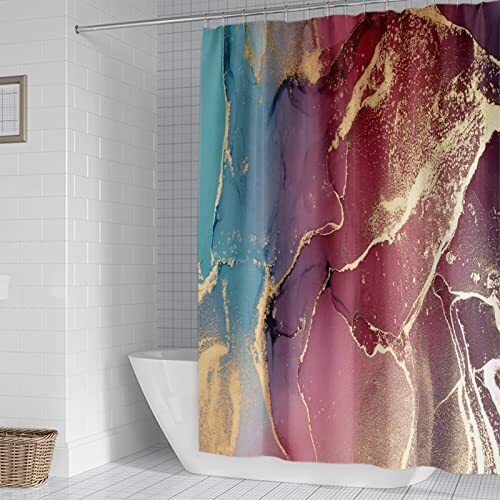 Gold Pink Marble Shower Curtain Set,Luxury Texture Shower Curtain for - Picture 4 of 6