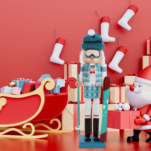 Wooden Skiing Puppet Craft Christmas Traditional économies Puppet Figure for Home