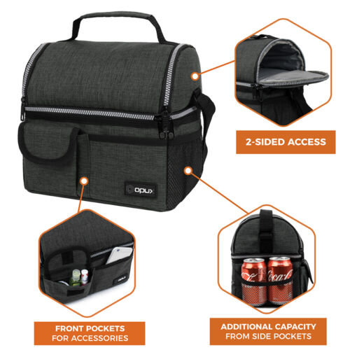 Insulated Lunch Bag For Men Women Thermos Cooler Adults Tote Leakproof Lunch Box - Picture 19 of 63