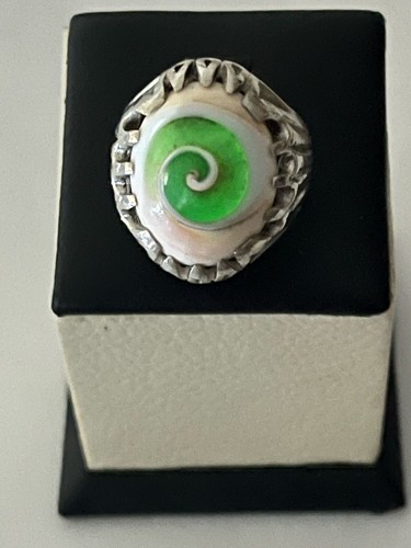 Rare Men silver 925 Ring Natural Yemen agate Aqeeq Handmad عطف بحري مضئ نادر - Picture 8 of 16