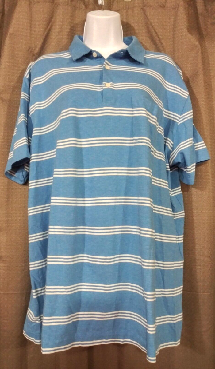 PATAGONIA SZ XL MENS ORGANIC COTTON BLUE/WHITE STRIPED POLO