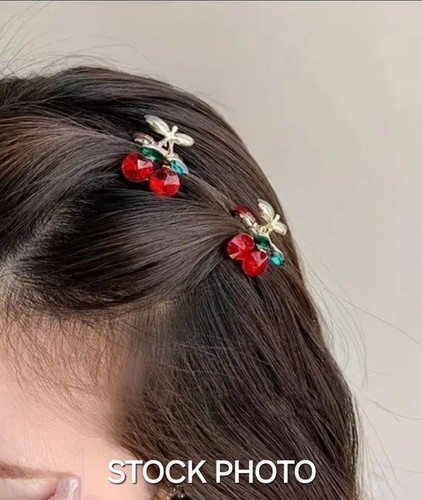 Cute Cherry Rhinestone Mini Hair Claw Clips Pinup Fashion Jewelry Accessories - Picture 2 of 7