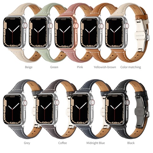 Slim Leather Band Women Strap for Apple Watch 11 10 9 8 7 SE 40/44/41/45/42/46mm - Picture 2 of 39