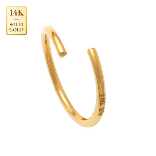 Anillo de aro de cuerpo de tabique continuo retorcido de oro macizo de 14K cartílago nariz 20G - Imagen 3 de 5