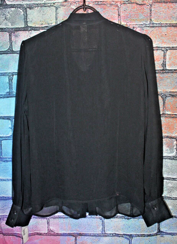 Black Chenault Womens Satin Knot-front Blouse Button Up Shirt NEW with TAGS - Picture 2 of 4
