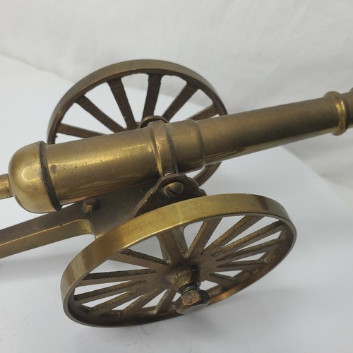 Vintage Messing Feldkanone Replik Kutsche Schreibtisch Dekor bewegliche Räder Militär - Bild 10 von 12