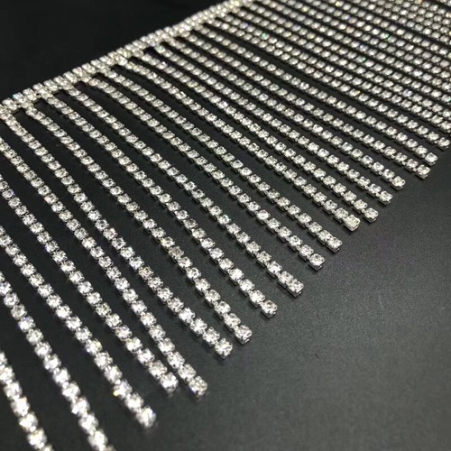 1 Yard Rhinestone Crystal Chain Fringe Trimming Dress Garment DIY Sewing Craft - Picture 12 of 15