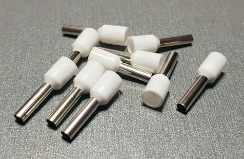 10/20/50Pcs E2510 14AWG 2.5mm² WHITE Insulated Ferrule Bootlace Terminals Crimp - Picture 2 of 4