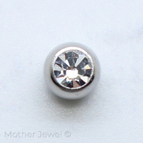 SIMULATED DIAMOND SILVER 316L SS BELLY HELIX SEPTUM LABRET 14G REPLACEMENT BALL - Picture 3 of 11