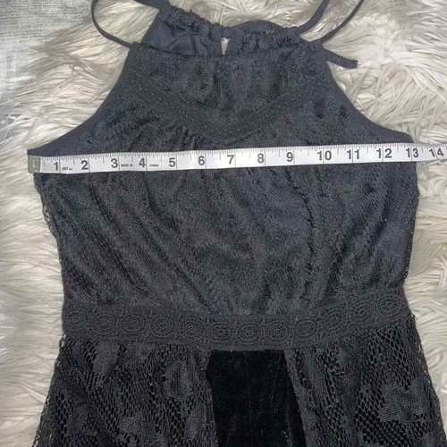 Band of Gypsies | Mameluco Zoe & Rose Terciopelo Negro Ojo de Cerradura Encaje Superposición talla M Boho - Imagen 3 de 9