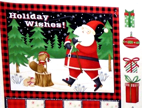 Debbie Mumm Santa & Friends Advent Calendar Craft Cotton Fabric Panel 42x28" - Picture 2 of 3