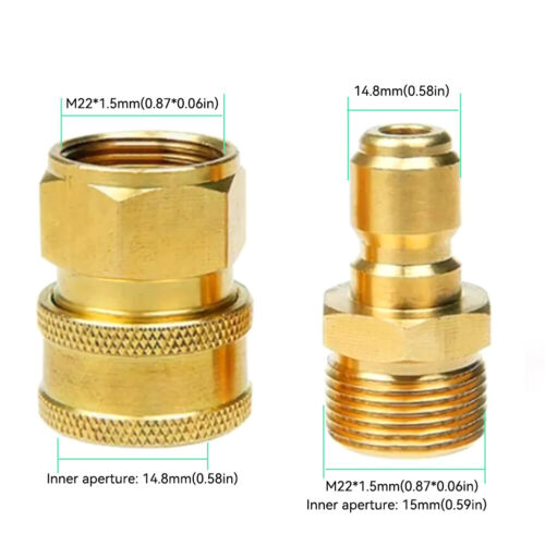Pressure Washer Adapter M22 14mm/12mm Female to Male Quick Connect Nozzle Set - Picture 3 of 15