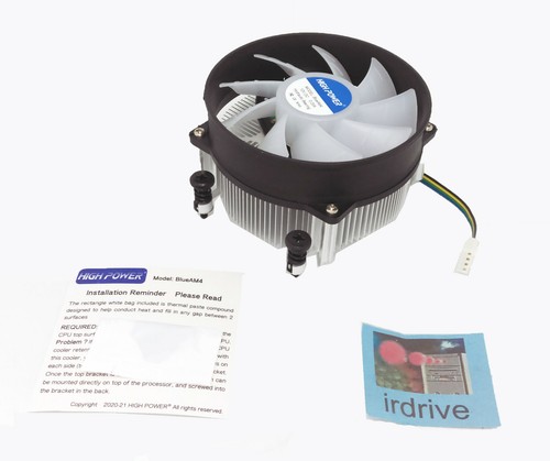 HIGH POWER® BlueAM4 AMD Ryzen 5/7/9 AM4 AM5 CPU Heatsink Cooler w/ Blue LED Fan - Afbeelding 1 van 20