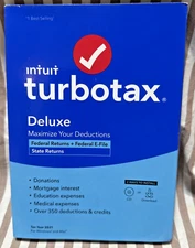 Sealed 2021 TurboTax Deluxe State + Federal CD / Download NEW 2021 Tax Software