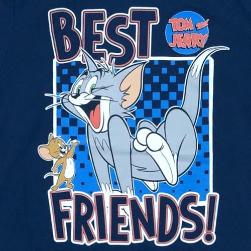 Tom & Jerry Boys Blue Best Friends Cat & Mouse T-Shirt Tee Shirt - Picture 2 of 2