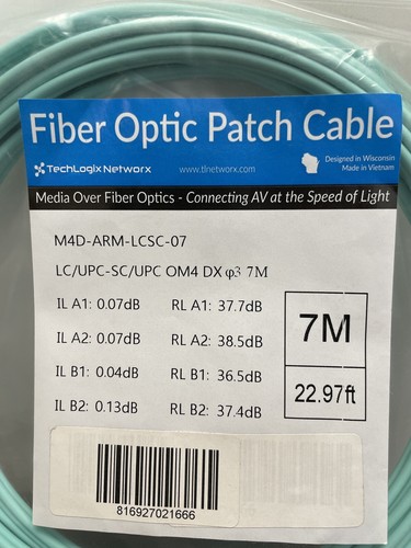 TechLogix M4D-ARM-LCSC-07 bewaffnetes Glasfaserkabel, OM4 Glasfaser, 3 mm, LC auf LC, 23 Fuß - Bild 2 von 4