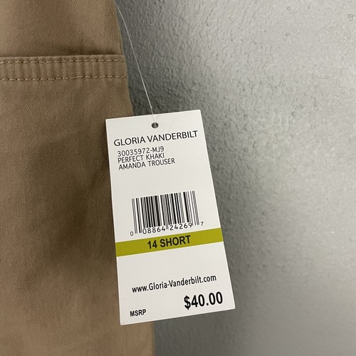 Gloria Vanderbilt $40 Amanda Trouser Pants Size 14 Short Twill Perfect Khaki Tan - Picture 4 of 10