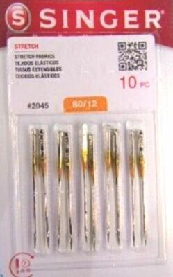 Singer 2045 Stretch Round Sharp Point Sewing Machine Needle Size 12/80 10Needles