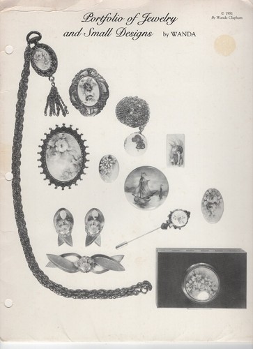 China Porzellan Gemälde Portfolio Schmuck kleine Designs Wanda Clapham 1981 Vintage - Bild 2 von 5