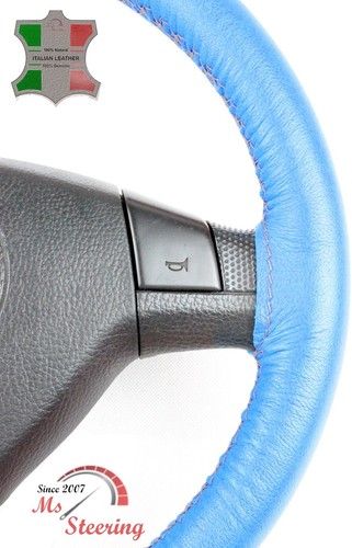 FUR MITSUBISHI LANCER EVO MOMO WHL 01-09 BLAU LEDER-LENKRADABDECKUNG, GRAU 2 STI - Bild 5 von 8