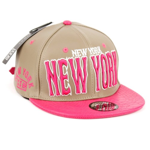 New York Kunstleder Baseball City Cap mit Schlange Kunstleder flache Krempe - Bild 8 von 32