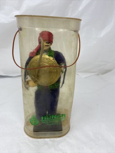 Vintage Tourist Travel Folk Costume Turkish Arabian Knigt Doll W Sword With Box - Picture 2 of 11