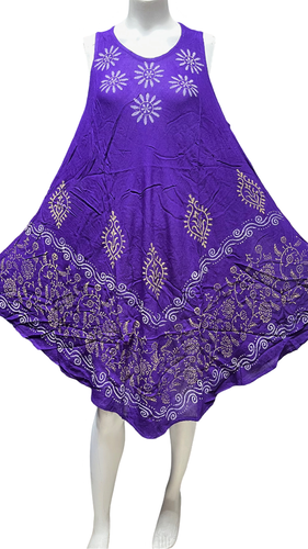 Damen Sommer Sommerkleid Regenschirm Batik Blumen Strand Resort Kleidung Boho Hippie - Bild 2 von 9