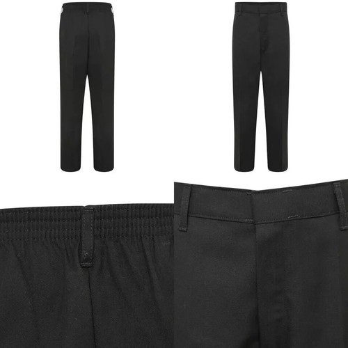 Boys Kids School Uniform Trouser Pants Black Half Elastic Comfort Waist Trousers - Picture 4 of 5