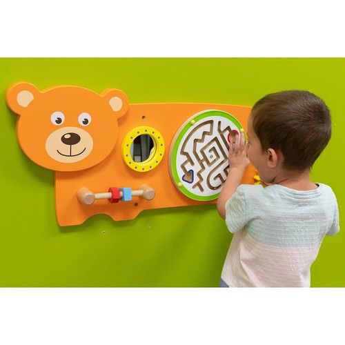 Toddler Activity Center Bear Wall Panel Play Learn Montessori Daycare Office 18 - Picture 2 of 7