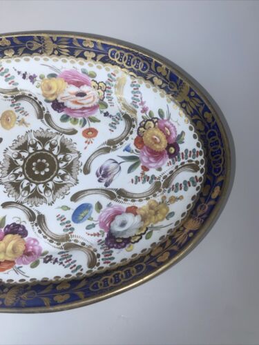 Modello floreale Davenport oro pregiato circa 1820 piedi, ciotola ovale, nuovo di zecca - Foto 4 di 7