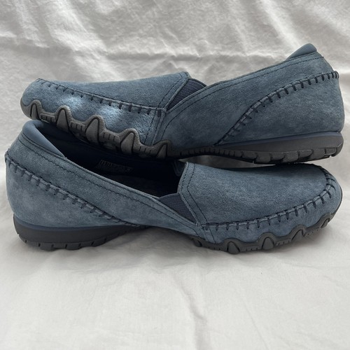 Skechers Damen Slipper Relaxed Fit Biker Wayfarer Halbschuhe Blau Größe 7,5 Wildleder - Bild 3 von 6